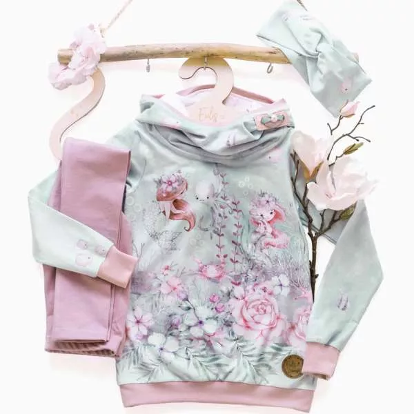 Bio Jersey Stoff Mermaid Sea Life Spiegelbodürde – Kinderjersey Meterware